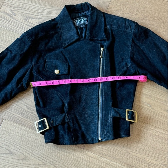 Vintage Cosa Nova Suede Leather Moto Jacket - Size L (Fits like‎ a S/M) - Black - Picture 5 of 10